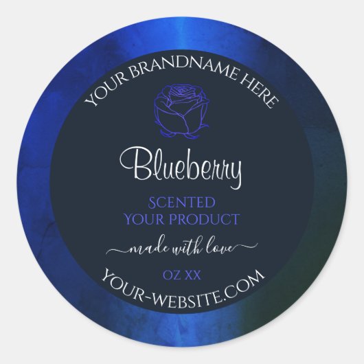Elegant Blue Marble Pattern Floral Product Label (Voorkant)
