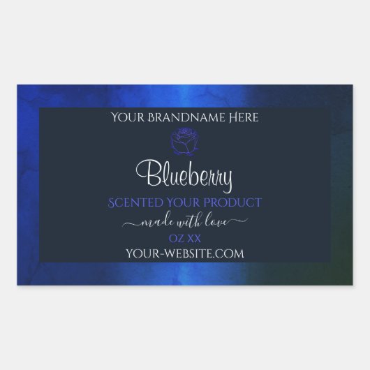Elegant Blue Marble Pattern Floral Product Label (Voorkant)