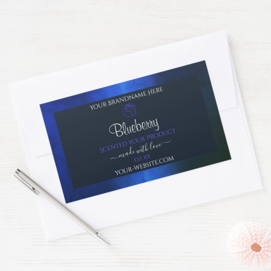 Elegant Blue Marble Pattern Floral Product Label (Envelop)