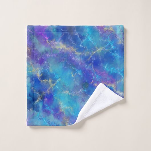 Elegant Blue Marble Pattern With Monogram  Bad Handdoek (Wasdoekje)