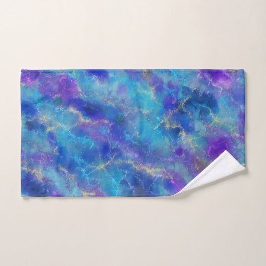 Elegant Blue Marble Pattern With Monogram Bad Handdoek (Handdoek)