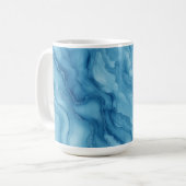 Elegant Blue Marble with Fluid Wave-Like Design  Koffiemok (Voorkant links)
