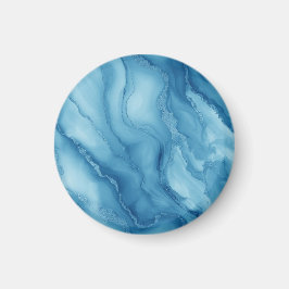 Elegant Blue Marble with Fluid Wave-Like Design Magneet