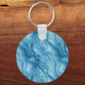 Elegant Blue Marble with Fluid Wave-Like Design  Sleutelhanger (Achterkant)