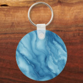 Elegant Blue Marble with Fluid Wave-Like Design  Sleutelhanger (Voorkant)
