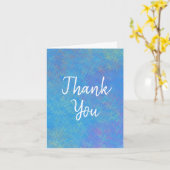 Elegant Blue Marbling Bedankt Kaart (Gele Bloem)