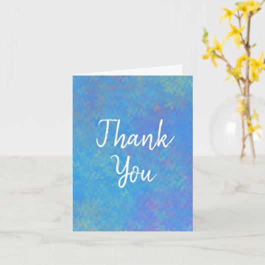 Elegant Blue Marbling Bedankt Kaart (Gele Bloem)