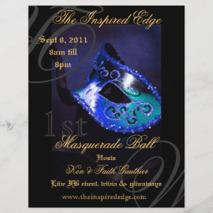 Elegant Blue Masquerade Ball Party Event Flyer