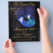 Elegant Blue Masquerade Ball Party Event Flyer (Hand)