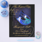 Elegant Blue Masquerade Ball Party Event Flyer (Enkel)