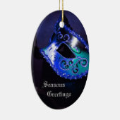 Elegant Blue Masquerade Mask Holiday Ornament (Rechts)