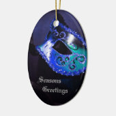 Elegant Blue Masquerade Mask Holiday Ornament (Links)