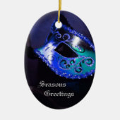 Elegant Blue Masquerade Mask Holiday Ornament (Voorkant)