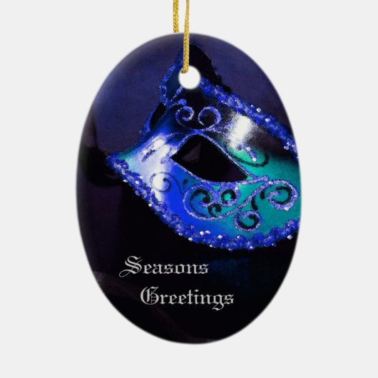 Elegant Blue Masquerade Mask Holiday Ornament (Achterkant)