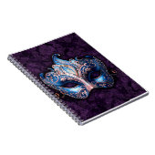 Elegant Blue Masquerade Mask Notitieboek (Rechterzijde)