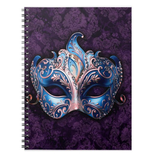 Elegant Blue Masquerade Mask Notitieboek (Voorkant)