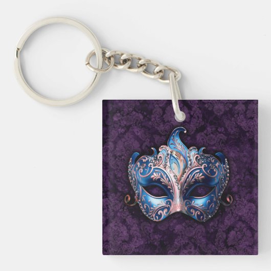 Elegant Blue Masquerade Mask Sleutelhanger (voorkant)