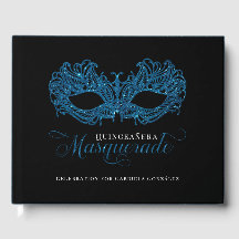 Elegant Blue Masquerade Quinceanera gastenboek