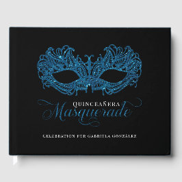 Elegant Blue Masquerade Quinceanera gastenboek