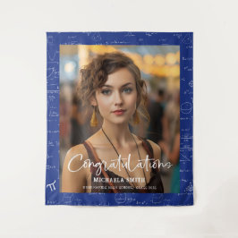 Elegant Blue Math Congratulations Photo Graduation Wandkleed