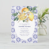 Elegant Blue Mediterranean Lemon Vrijgezellenfeest Kaart (Staand voorkant)