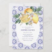 Elegant Blue Mediterranean Lemon Vrijgezellenfeest Kaart (Voorkant)