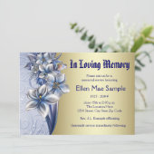 Elegant Blue Memorial Service Aankondigingen (Staand voorkant)