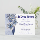 Elegant Blue Memorial Service Aankondigingen (Staand voorkant)