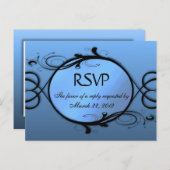 Elegant Blue Menu RSVP (Voorkant / Achterkant)