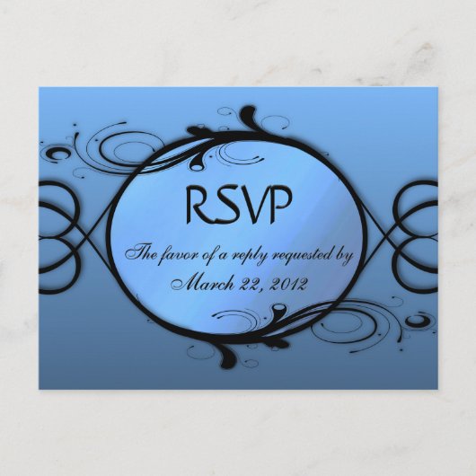 Elegant Blue Menu RSVP (Voorkant)