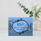 Elegant Blue Menu RSVP (Staand voorkant)