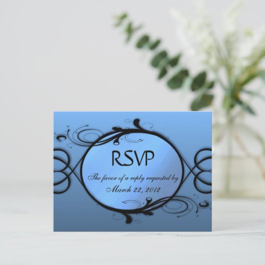 Elegant Blue Menu RSVP (Staand voorkant)