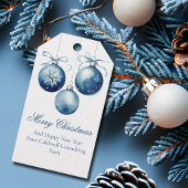 Elegant Blue Merry Christmas Ornamenten Company Cadeaulabel
