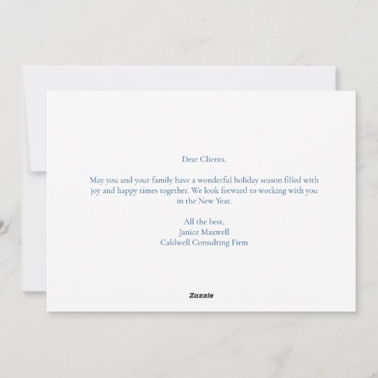 Elegant Blue Merry Christmas Ornamenten Company Feestdagenkaart (Achterkant)