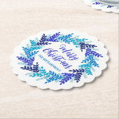 Elegant Blue Merry Kerstfeestdag, hoofdnaam Kartonnen Onderzetters (Gekanteld)