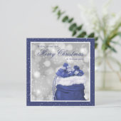 Elegant Blue Merry-kerstfeestkaarten Feestdagenkaart (Staand voorkant)