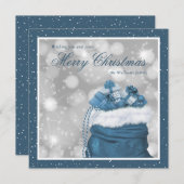 Elegant  Blue Merry-kerstfeestkaarten Feestdagenkaart (Voorkant / Achterkant)