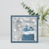 Elegant  Blue Merry-kerstfeestkaarten Feestdagenkaart (Staand voorkant)