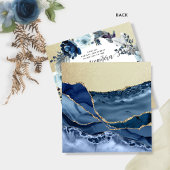 Elegant Blue met Gold Floral Quinceañera Kaart