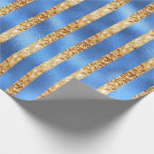 Elegant Blue Metallic Gold Glitter Cadeaupapier (Hoek)
