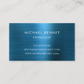 Elegant Blue Metallic Monogram Consultant Visitekaartje (Achterkant)