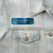 Elegant Blue Metallic Professional Business Naamplaatje (In situ)