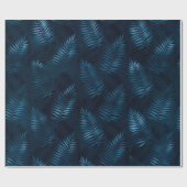 Elegant Blue Metallic Tropische Planten Gift Cadeaupapier (Vlak)