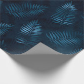 Elegant Blue Metallic Tropische Planten Gift Cadeaupapier (Hoek)