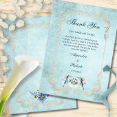 Elegant Blue Mexican Baroque Hummingbird Wedding Bedankkaart