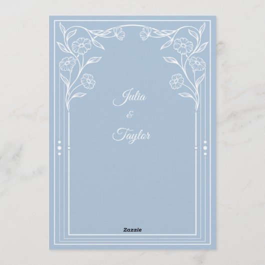 Elegant Blue Minimal Invitation Kaart (Achterkant)