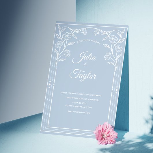 Elegant Blue Minimal Invitation Kaart