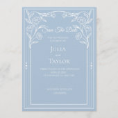 Elegant Blue Minimal Save the Date Kaart (Voorkant)