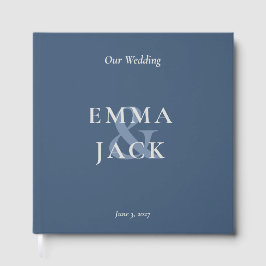 Elegant Blue Minimalist ampersand Wedding  Gastenboek