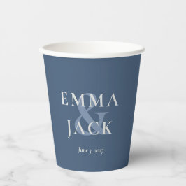 Elegant Blue Minimalist ampersand Wedding  Papieren Bekers